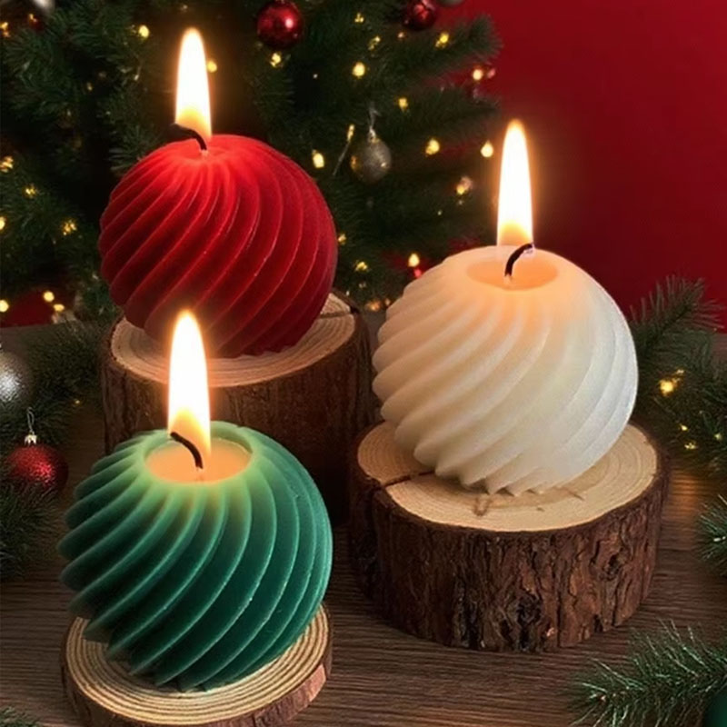 Soap Making Home - Spiral stripe Ball Silicone Candle Mold