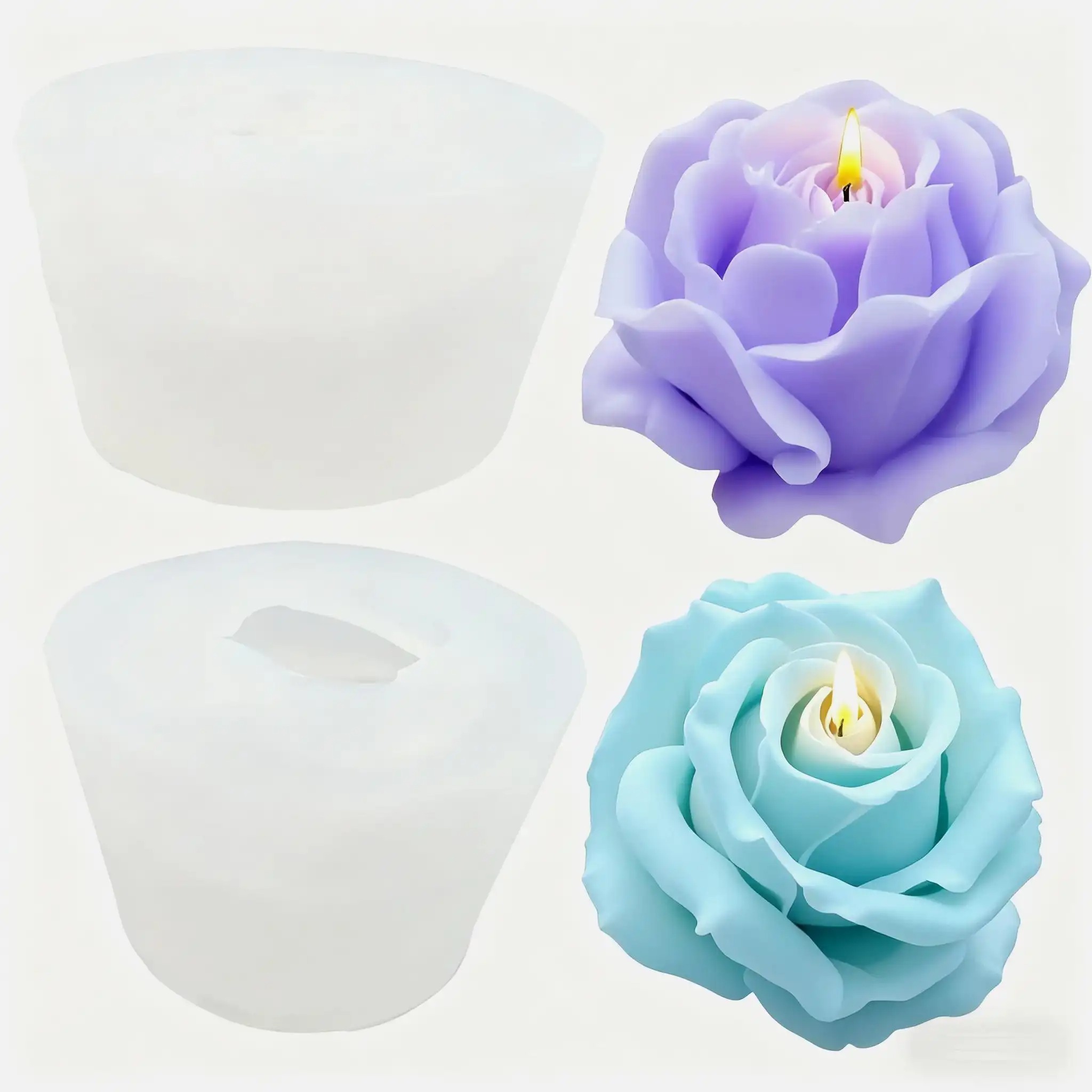 Soap Making Home - 2-Piece Romantic 3D Rose Silicone Candle