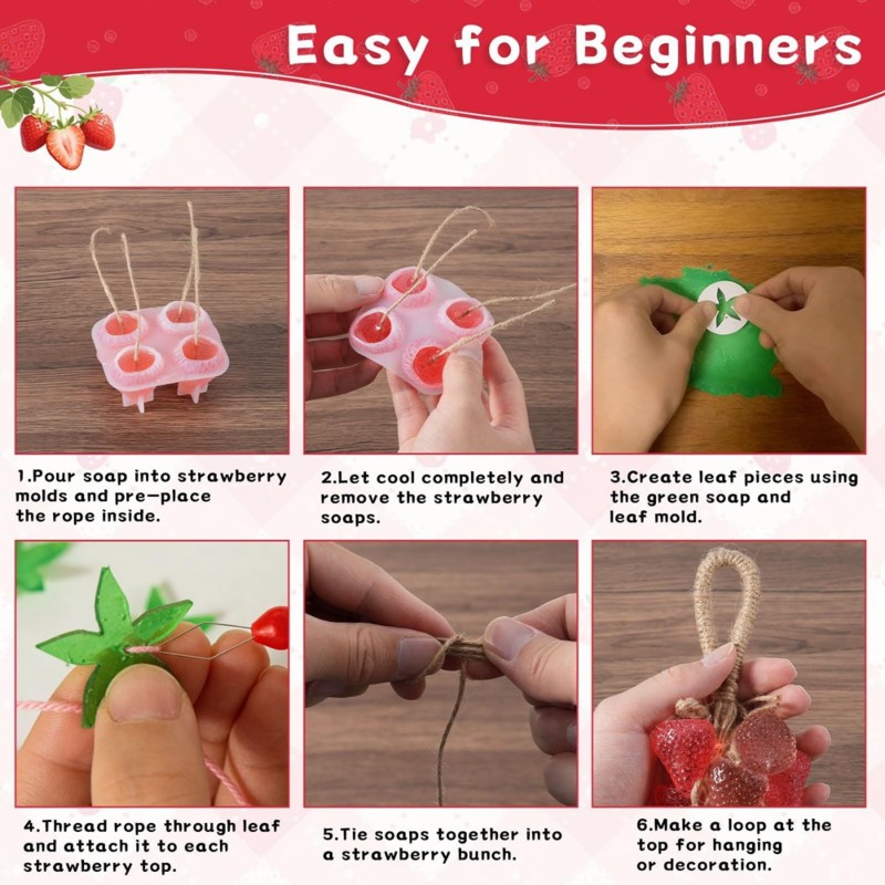 Soap Making Home - ABYN-DIY Handcrafted Silicone Strawberry Soap Mold