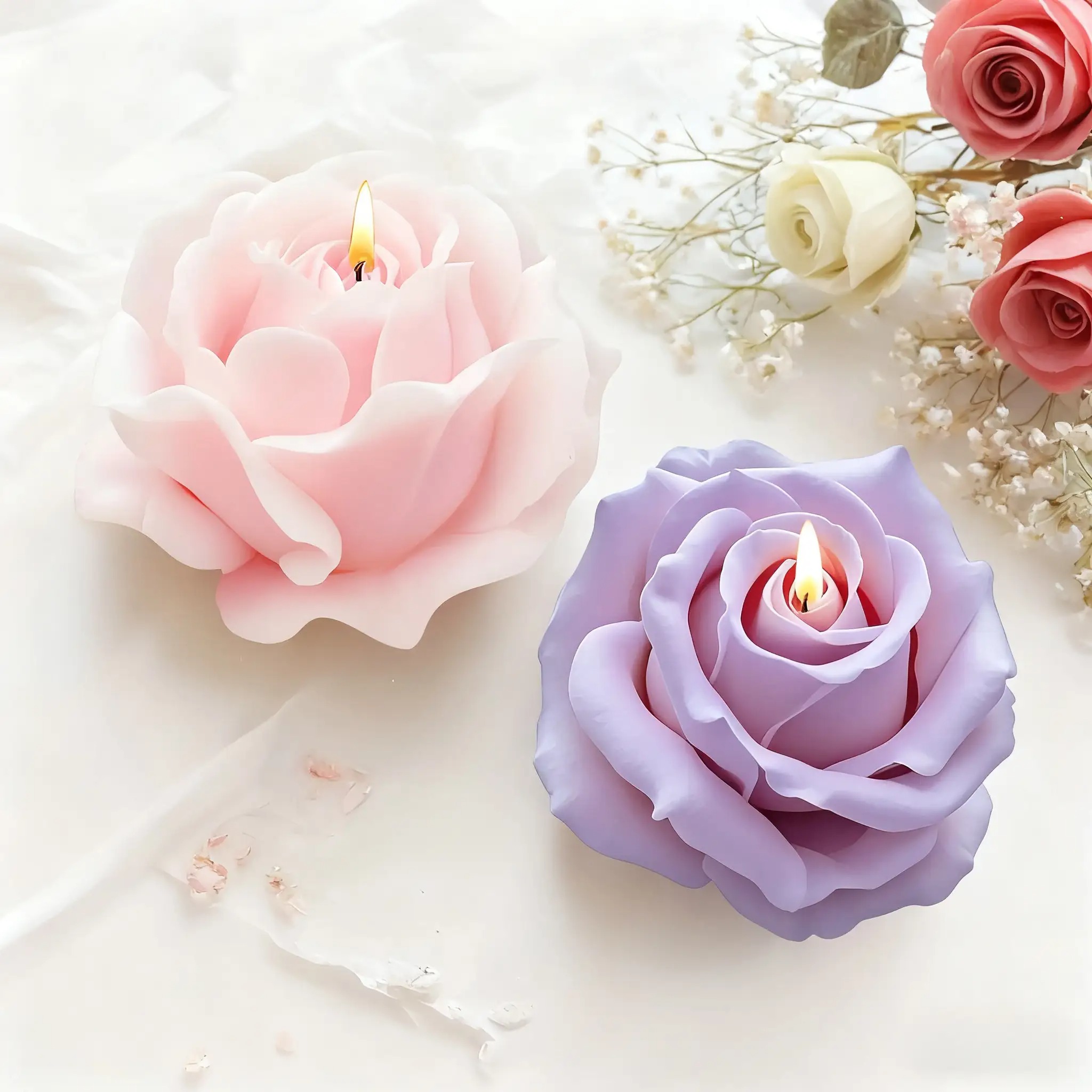2-Piece Romantic 3D Rose Silic - Soap Making Home 评论和价格